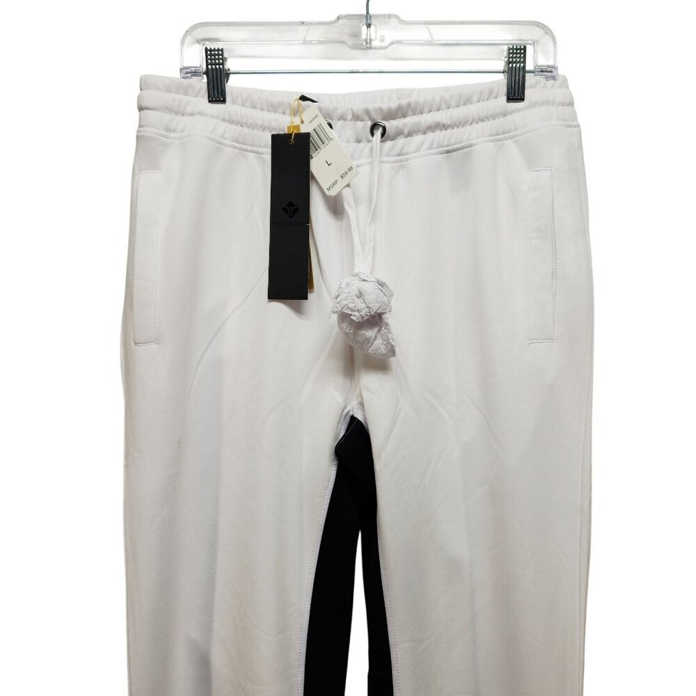 Womens Screenshot White & Black Stripe flared Pants Size L - Picture 3 of 10